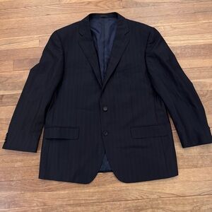 Byron British Style Men's Black Striped Wool Blazer - Size 46
 b89